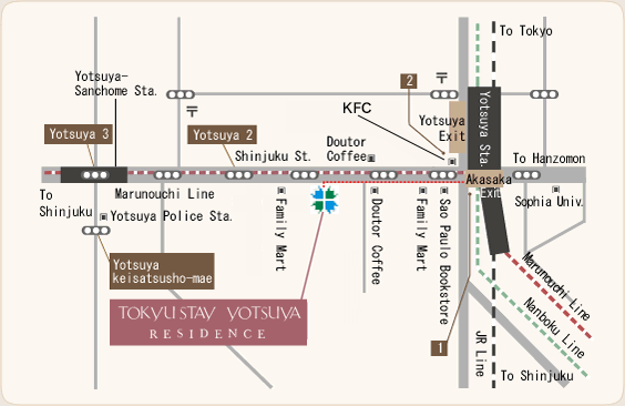Tokyu Stay Yotsuya Residence Map